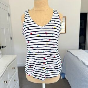 Joules Stripe & Polka Dot Tank Top V-Neck Size 4